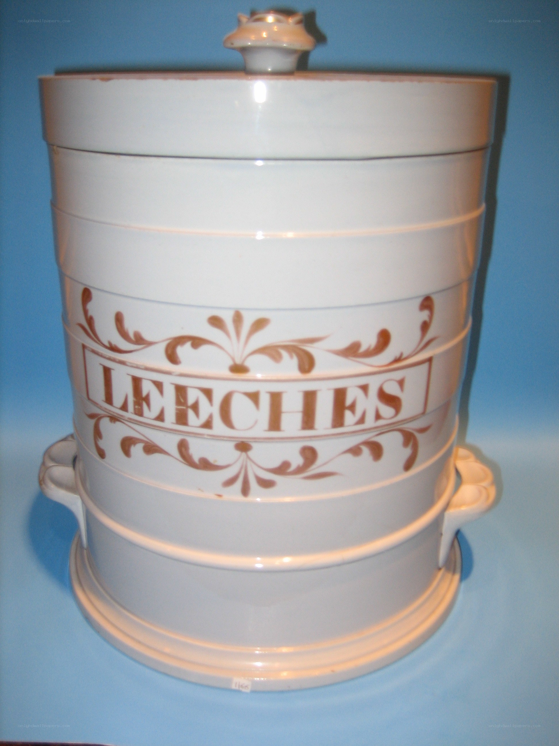 White ceramic leech jar