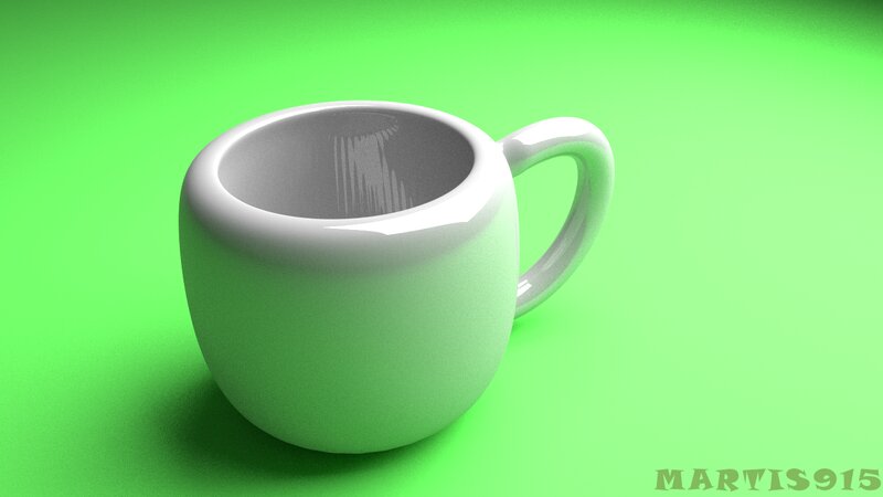 White Ceramic Mug — Green