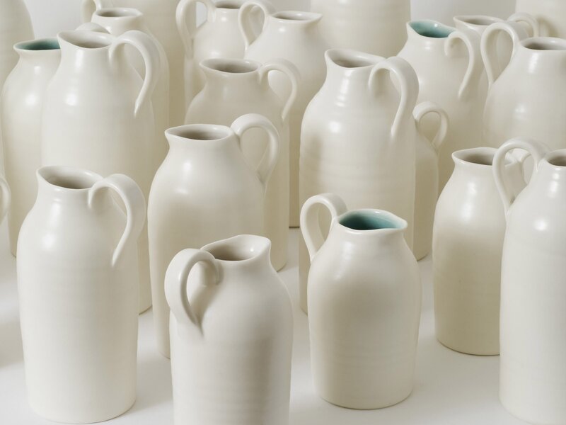 White ceramic pitchers collection