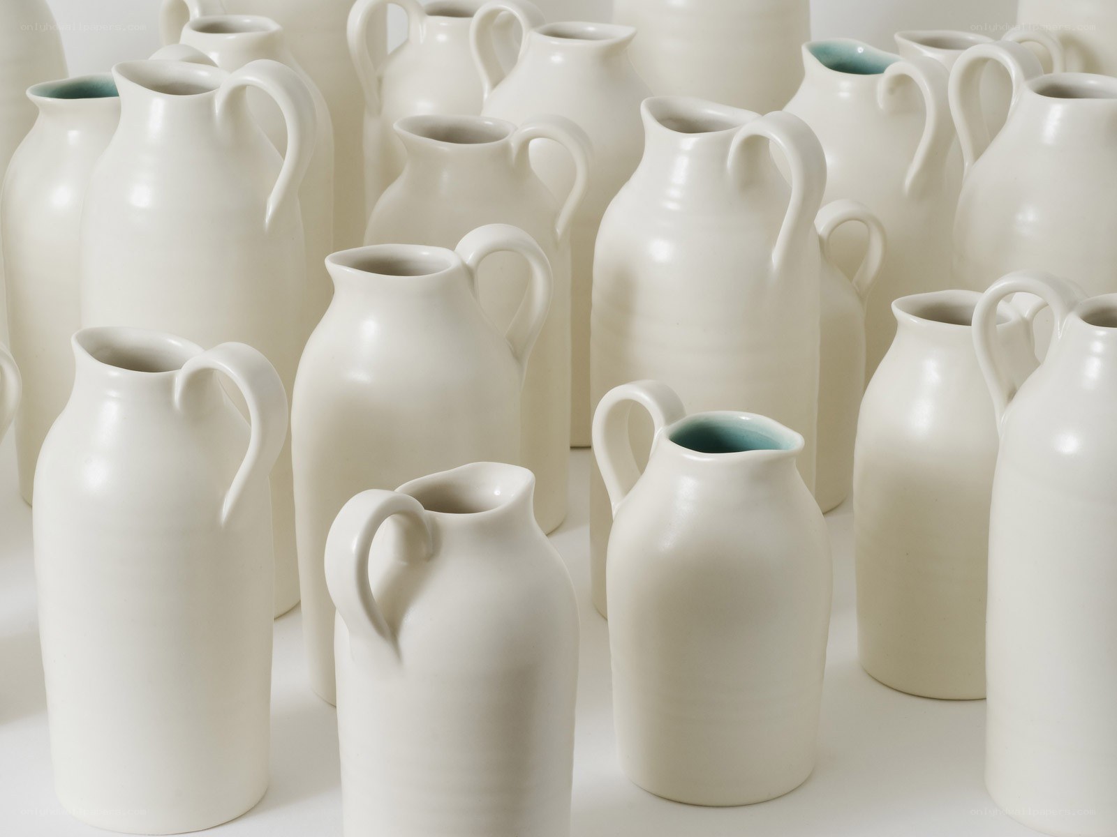 White ceramic pitchers collection