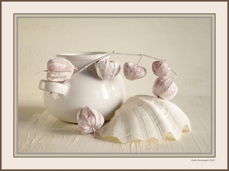 White Ceramic Pot with Husks