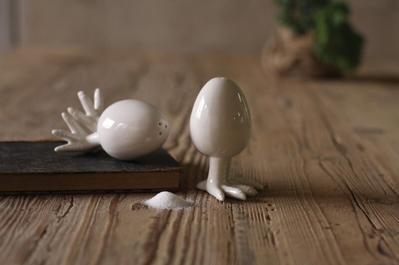 White Ceramic Salt and Pepper Shakers