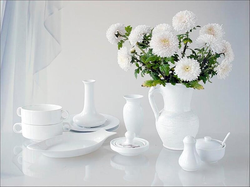 White Ceramic Tableware — Serene, Photograph