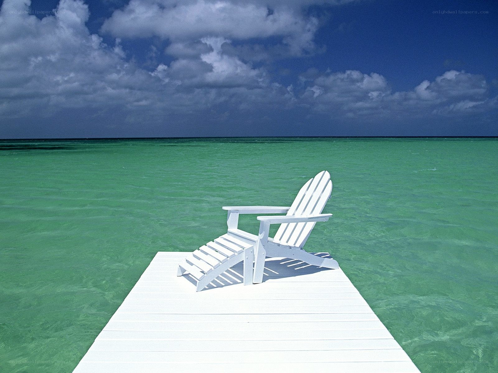White chair on a dock