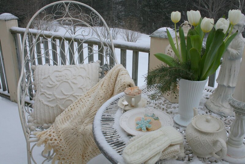 White Chair on Snowy Deck