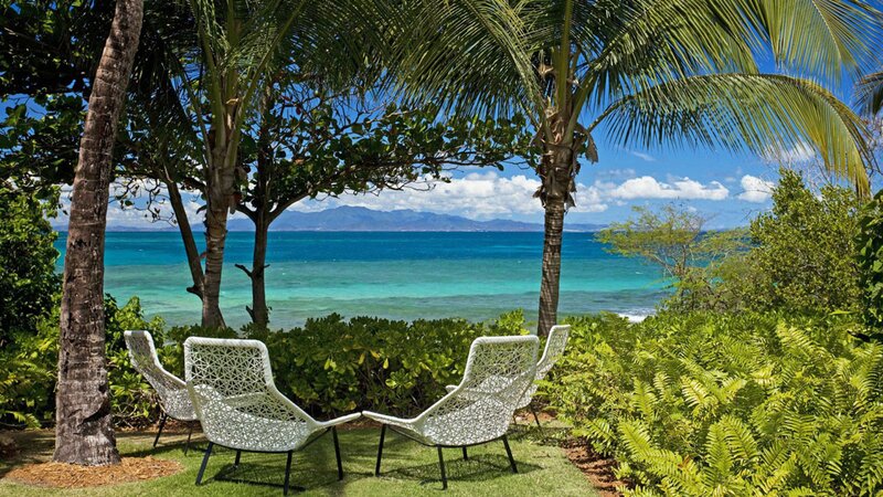 White Chairs by Ocean — Green, Serene