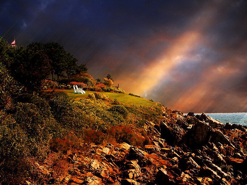 White Chairs on Hillside