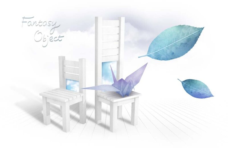 White Chairs with Origami Crane