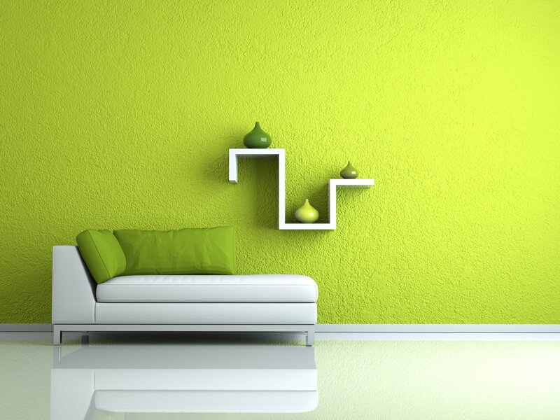 White Chaise Lounge — Lime Green