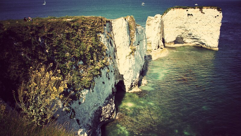 White Chalk Cliffs — Blue, Serene, Afternoon, Photograph, Ocean
