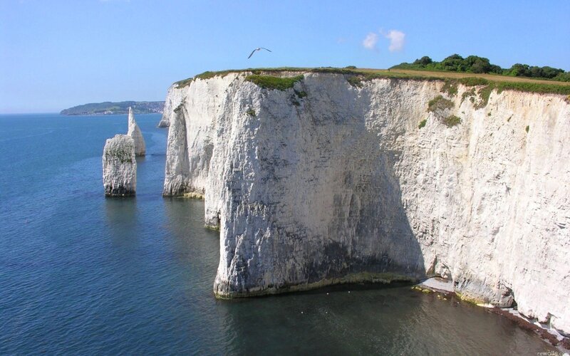 White Chalk Cliffs — Blue, Serene, Afternoon, Photograph, Sea