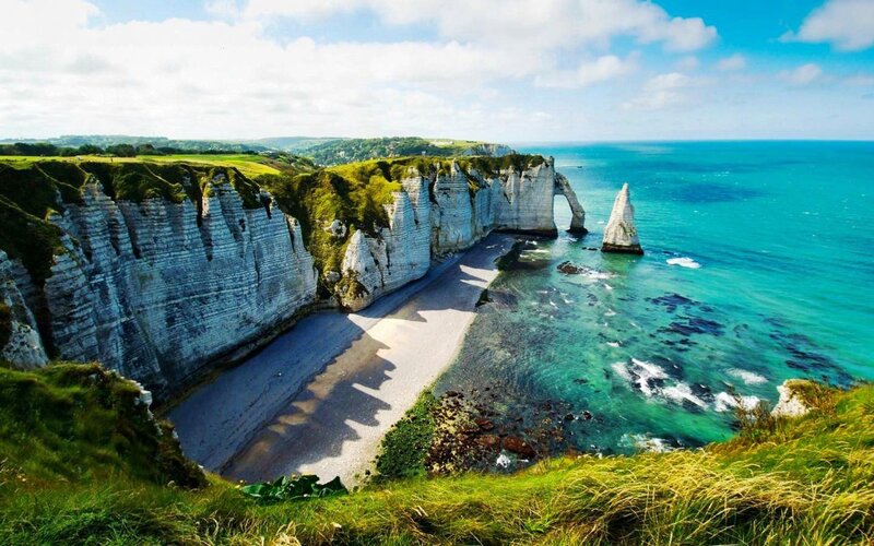White Chalk Cliffs — Blue, Serene, Afternoon, Photograph
