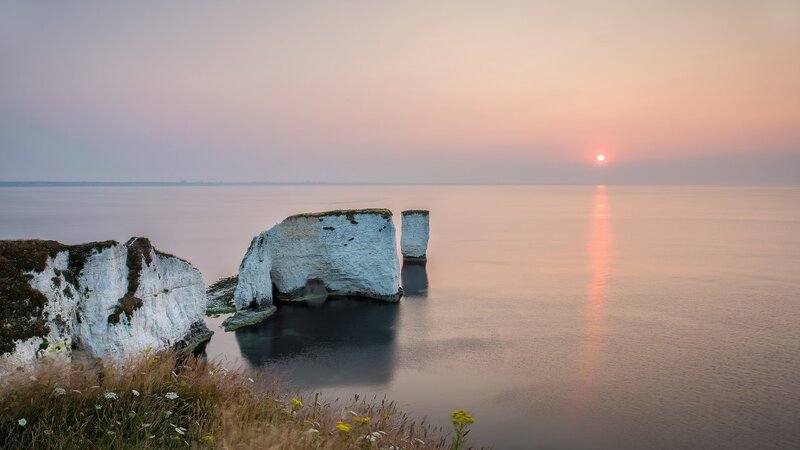 White Chalk Cliffs — Pink, Serene