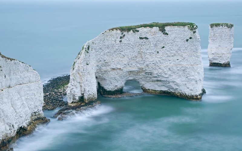 White chalk sea stacks