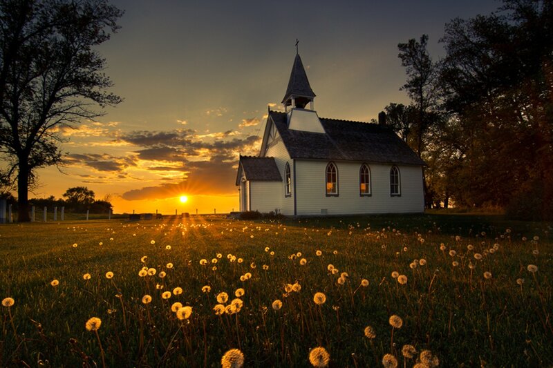 White Chapel at Sunset — Yellow
