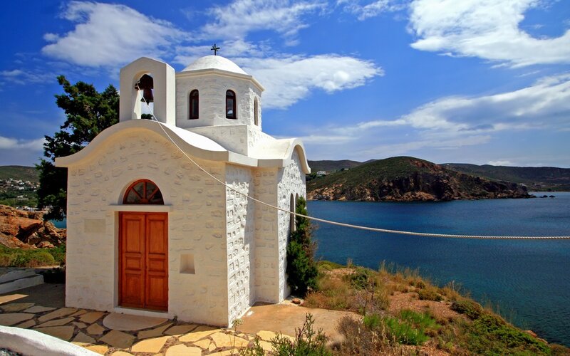 White chapel by the sea