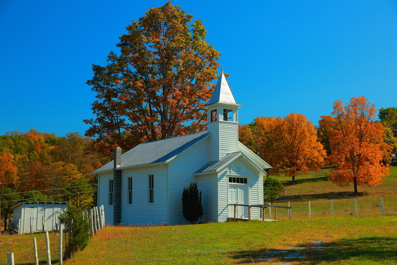 White Chapel in Autumn — Blue