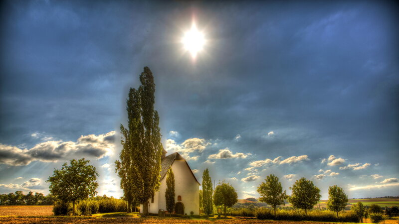 White Chapel in Field — Blue