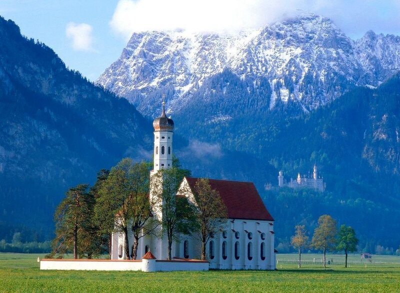 White Chapel in Field — Green, Serene