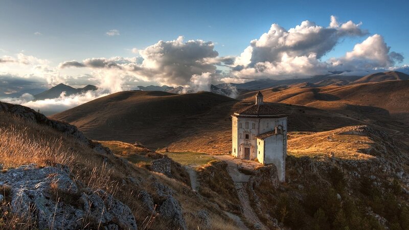 White Chapel on Hilltop — Blue