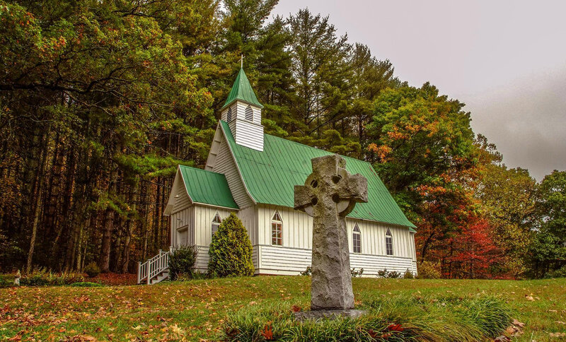 White Chapel with Green Roof