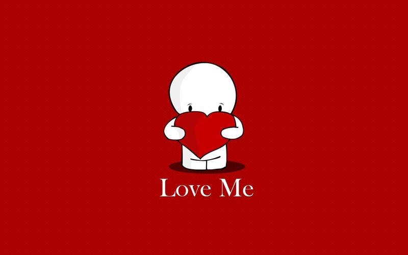 White Character Holding Heart — Red, Romantic, Digital Art