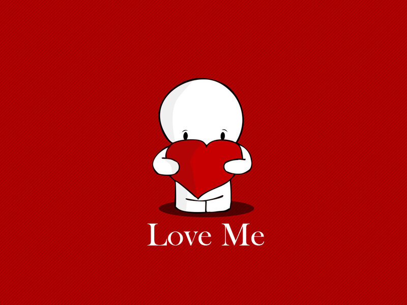 White Character Holding Heart — Red