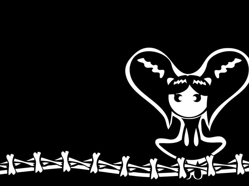 white character on black background