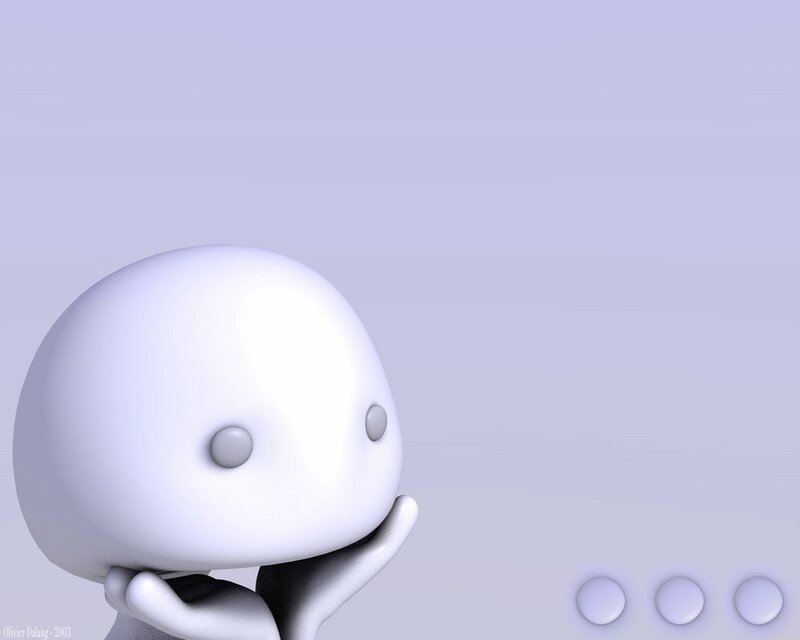 white character with thought bubbles