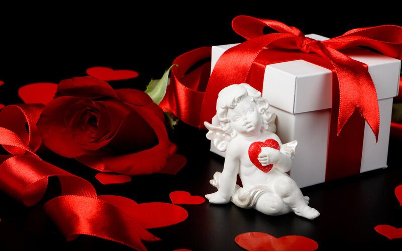 White Cherub Figurine — Black