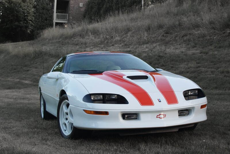 White Chevrolet Camaro — Calm, Sunset, Photograph