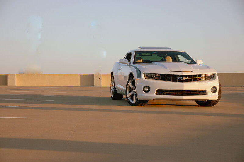 White Chevrolet Camaro — Calm, Sunset