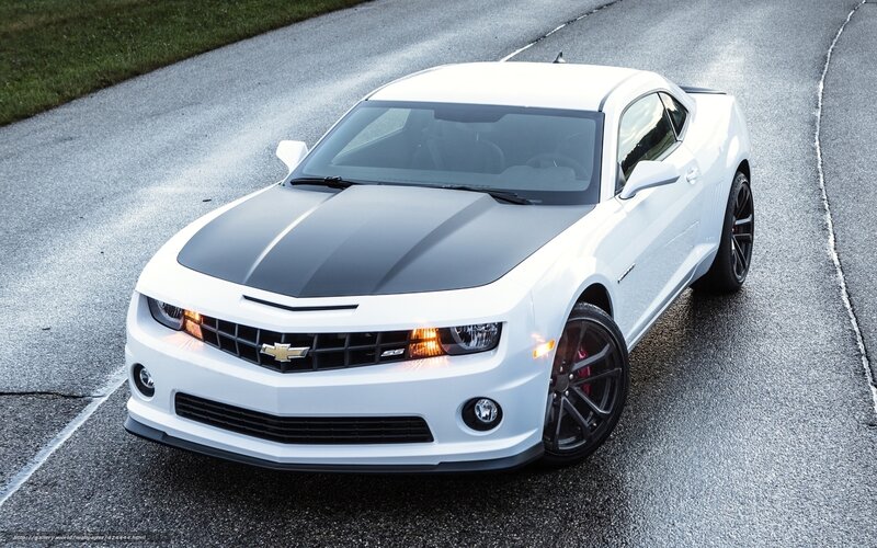 White Chevrolet Camaro — Dramatic, Photograph, Car, Road