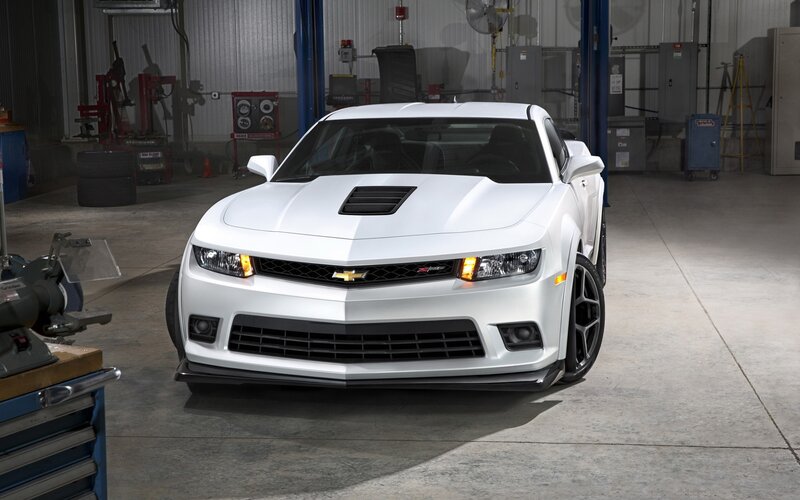 White Chevrolet Camaro — Dramatic, Photograph, Garage, Workbench