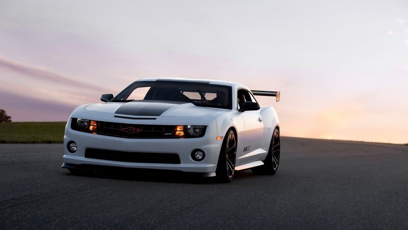 White Chevrolet Camaro — Dramatic, Sunset, Photograph, Car