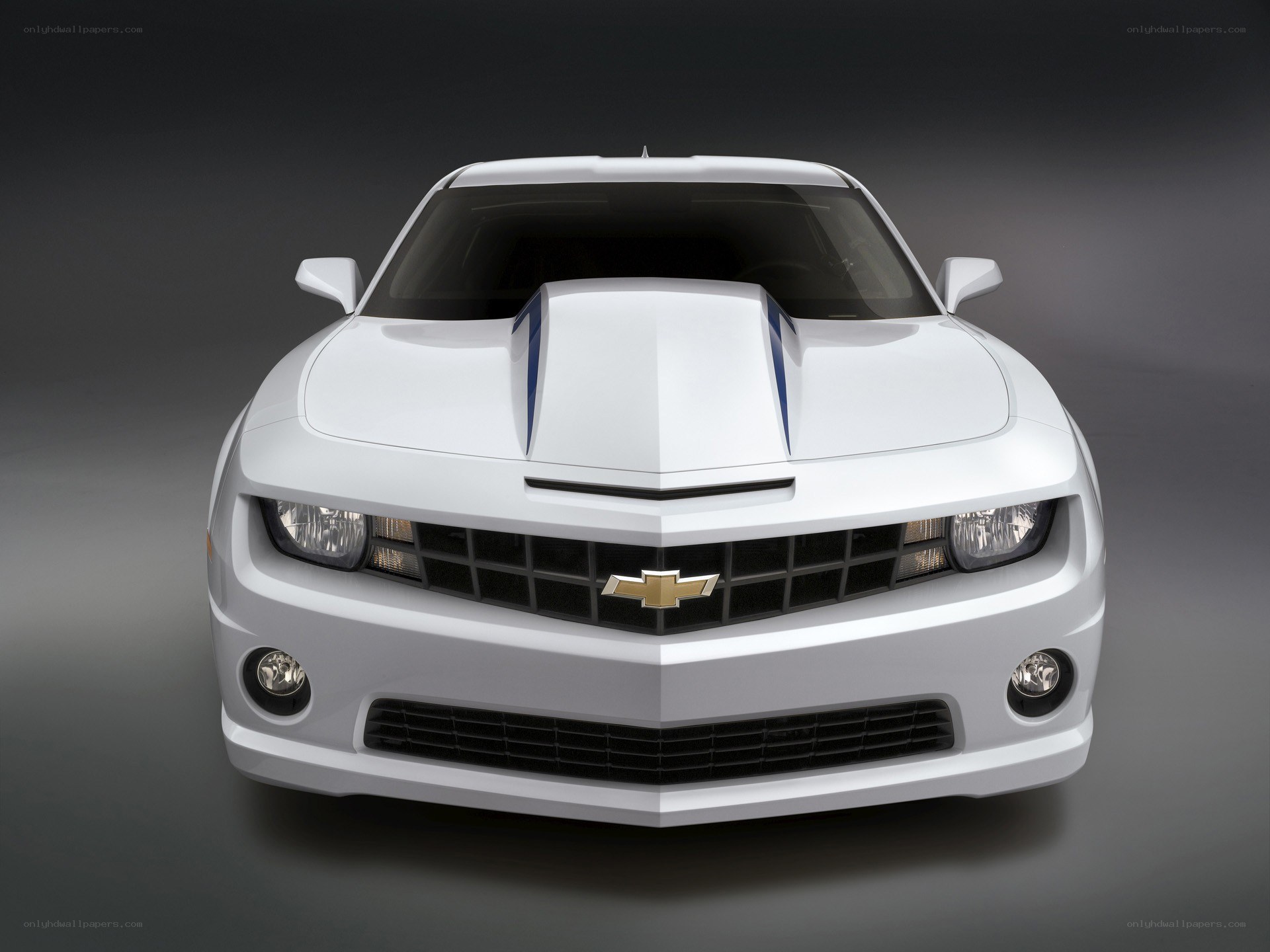 white chevrolet camaro front view