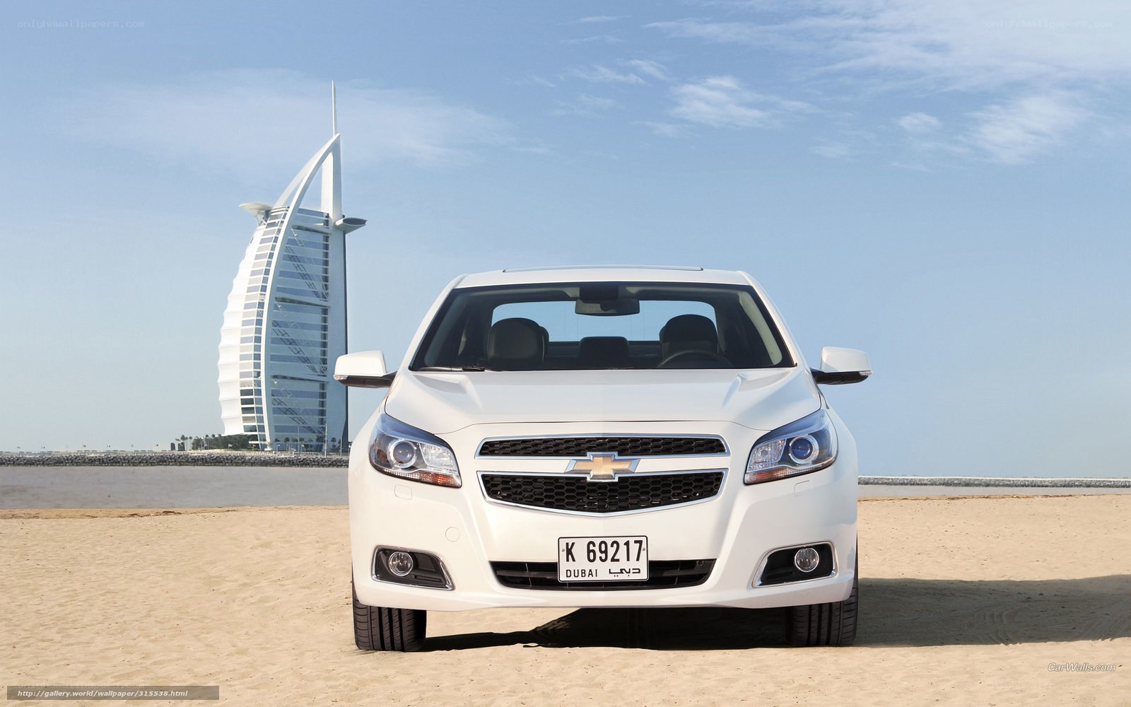 White Chevrolet on Dubai beach