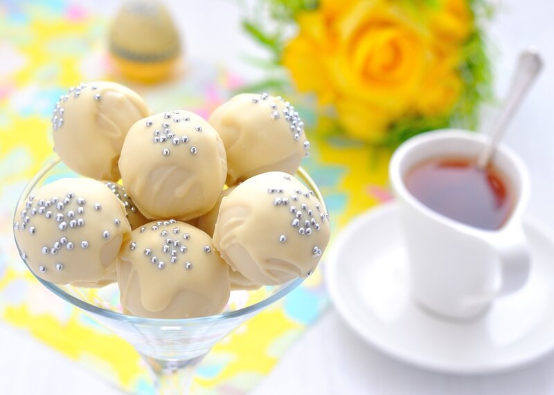 White Chocolate Truffles — Yellow, Festive