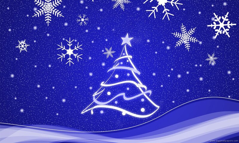 White Christmas Tree — Blue, Festive