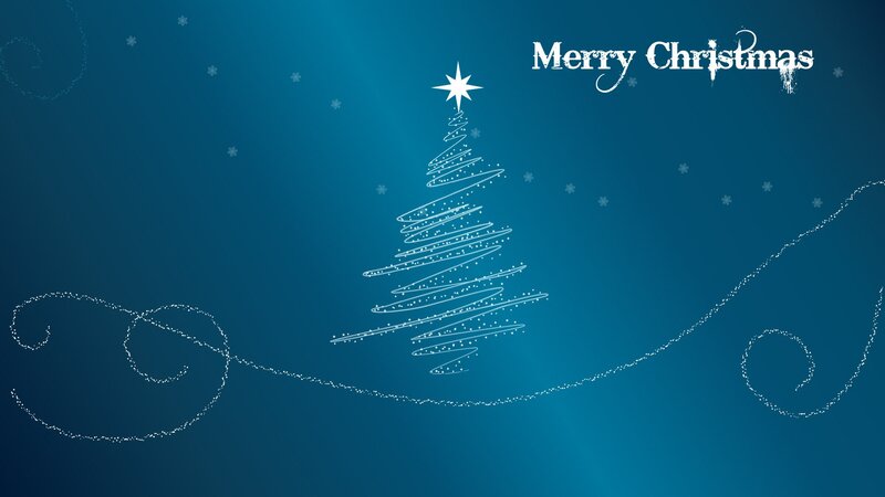 White Christmas Tree — Blue, Festive, Winter, Digital Art, Star