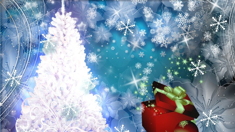 White Christmas Tree — Blue, Festive, Winter