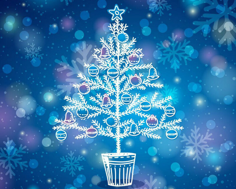 White Christmas Tree — Blue, Festive, Winter, Vector Art