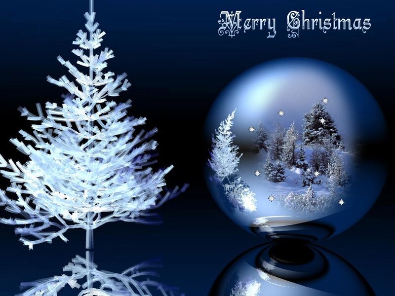 White Christmas Tree — Blue, Serene, Night