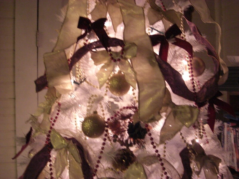 White Christmas Tree — Festive, Night, Photograph