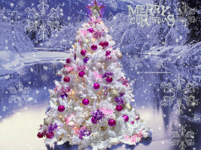 White Christmas Tree — Festive, Winter, Digital Art