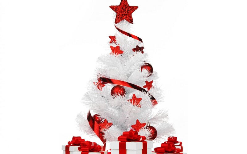 White Christmas Tree — Festive, Winter, Photograph, Gifts