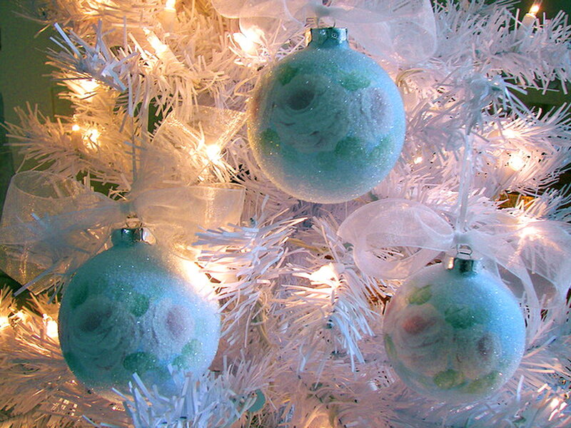 White Christmas Tree — Festive, Winter, Photograph, Ornaments