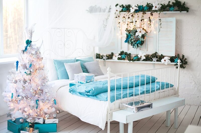 White Christmas Tree in Bedroom