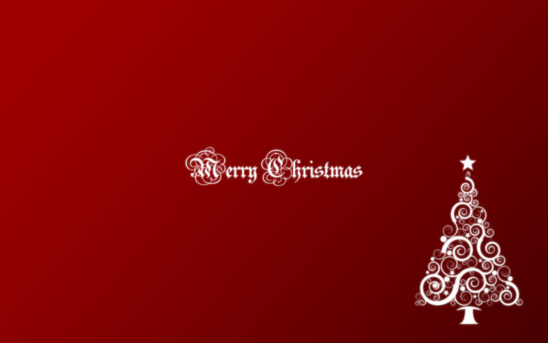White Christmas Tree — Red, Festive, Winter, Vector Art