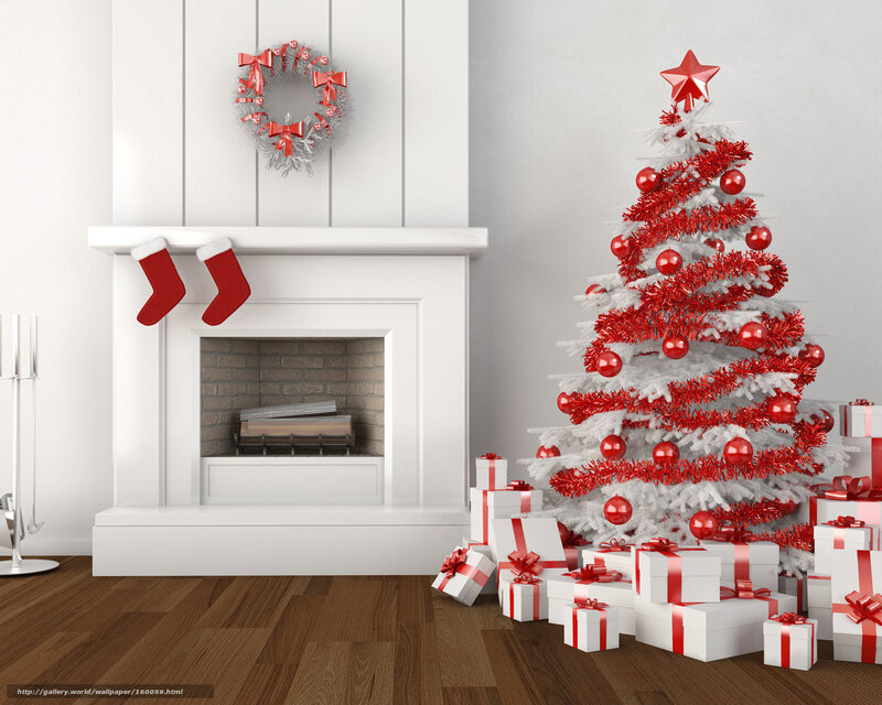 White Christmas tree with gifts